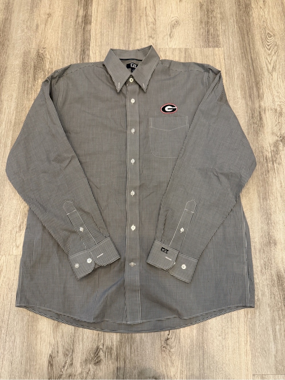 Cutter & Buck Large Georgia Bulldogs UGA Gingham Button Down Shirt